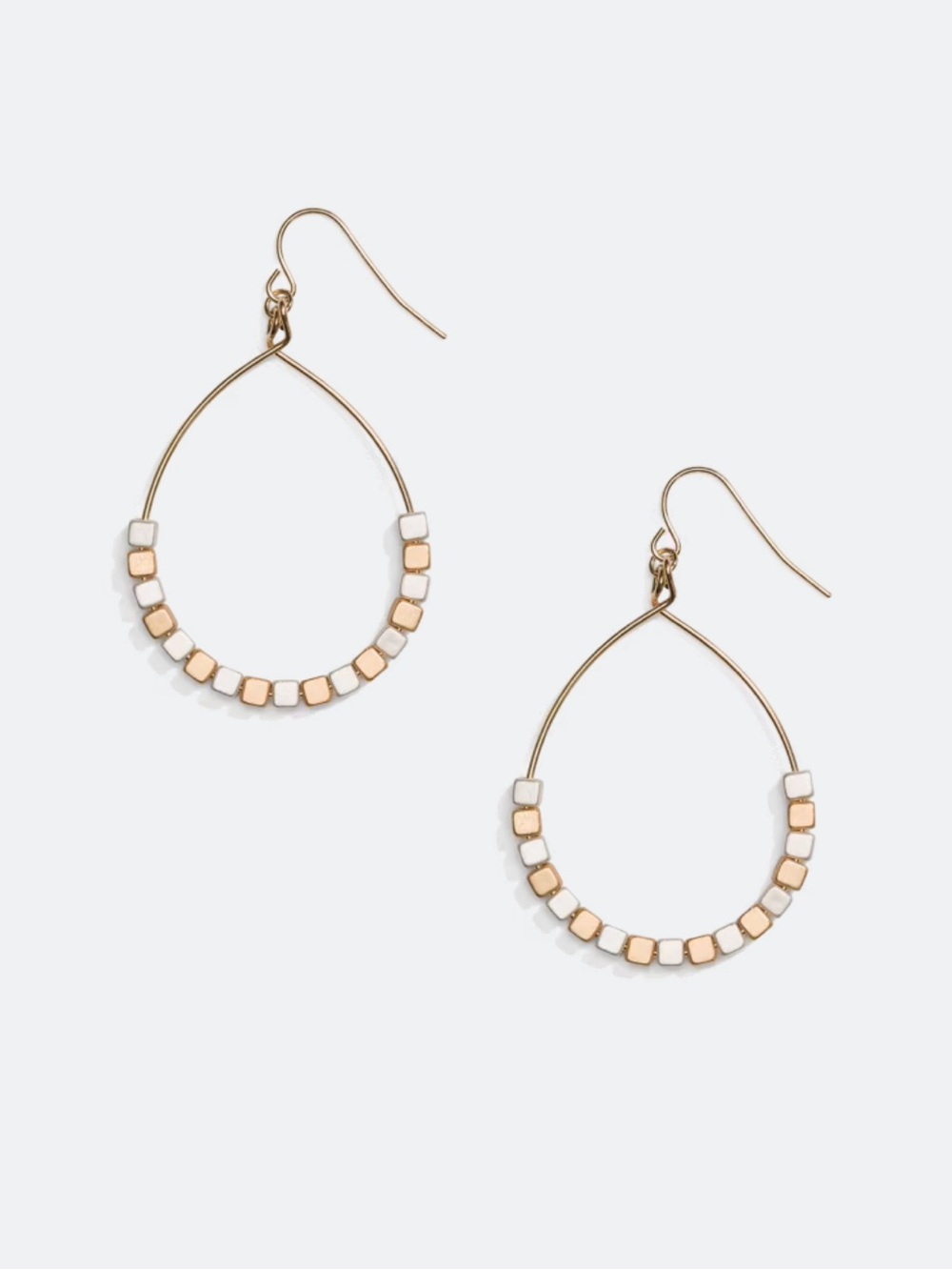 Gold Teardrop Beaded Hoop Earrings